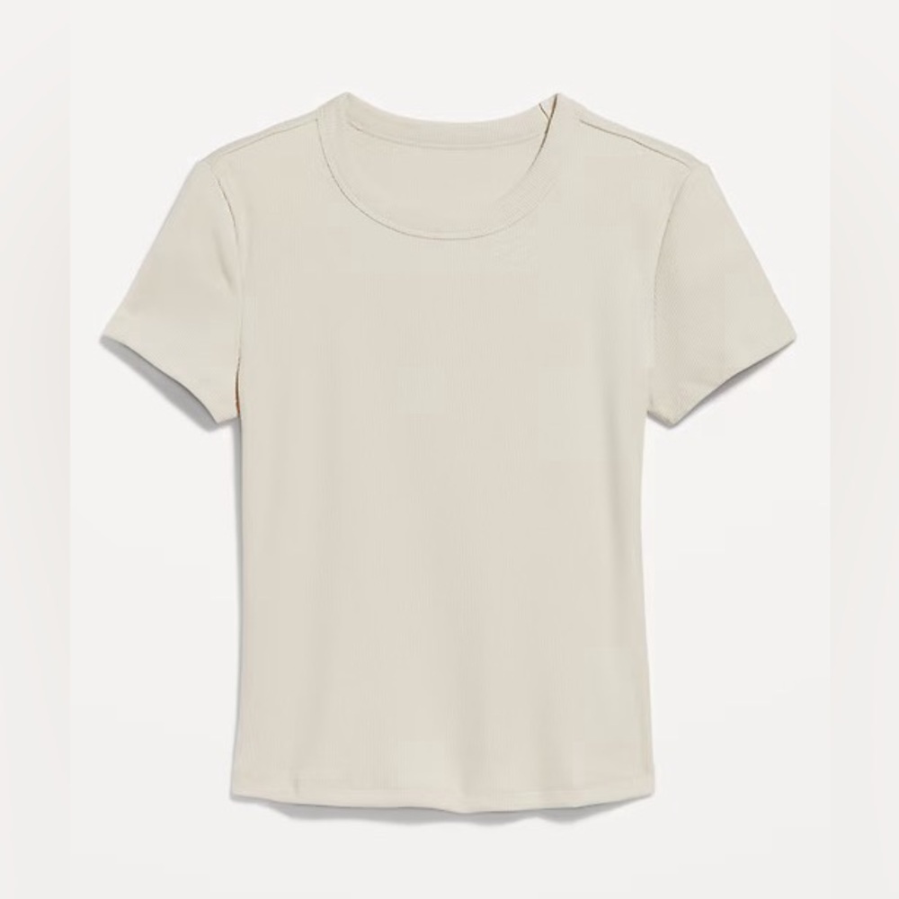 Old Navy Snug Crop T-Shirt Short Sleeve Ribbed Top in Wish Bone Women's size XS
